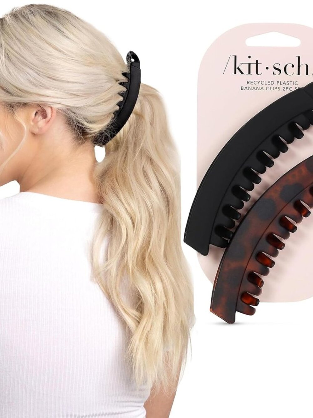 Banana Hair Clips For Women – All Hair Types - Black & Tort, 2pcs
